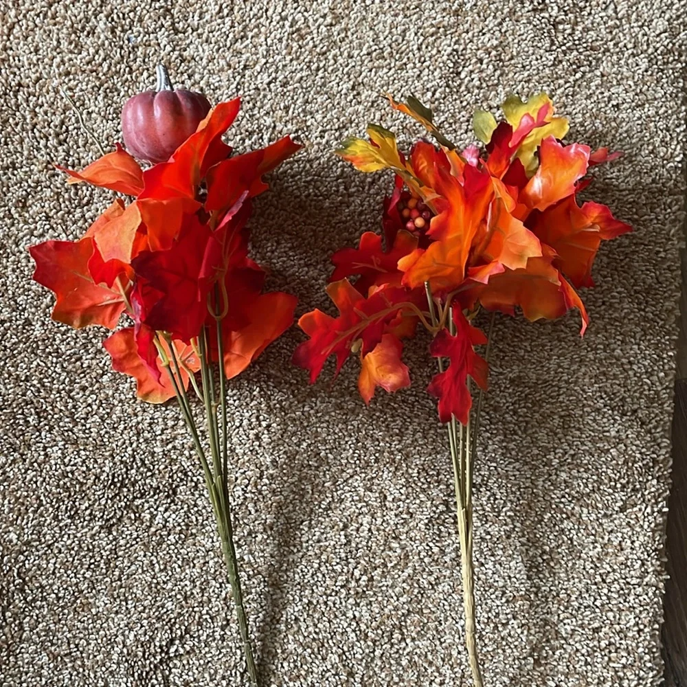 4 Fall pumpkin and leaves picks